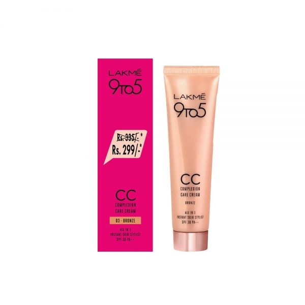 Lakmé 9 To 5 Complexion Care Face CC Cream, Bronze, SPF 30, Conceals Dark Spots & Blemishes, 30 g - Spas and Salons India - 1