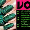 Volo Professionally Used Glitter Shine Nail Polish Combo Pack of 4(Dark Green Glitter, Red Glitter, Sky Blue Glitter, Light Orange Glitter) Make-Up Spas And Salons India 4